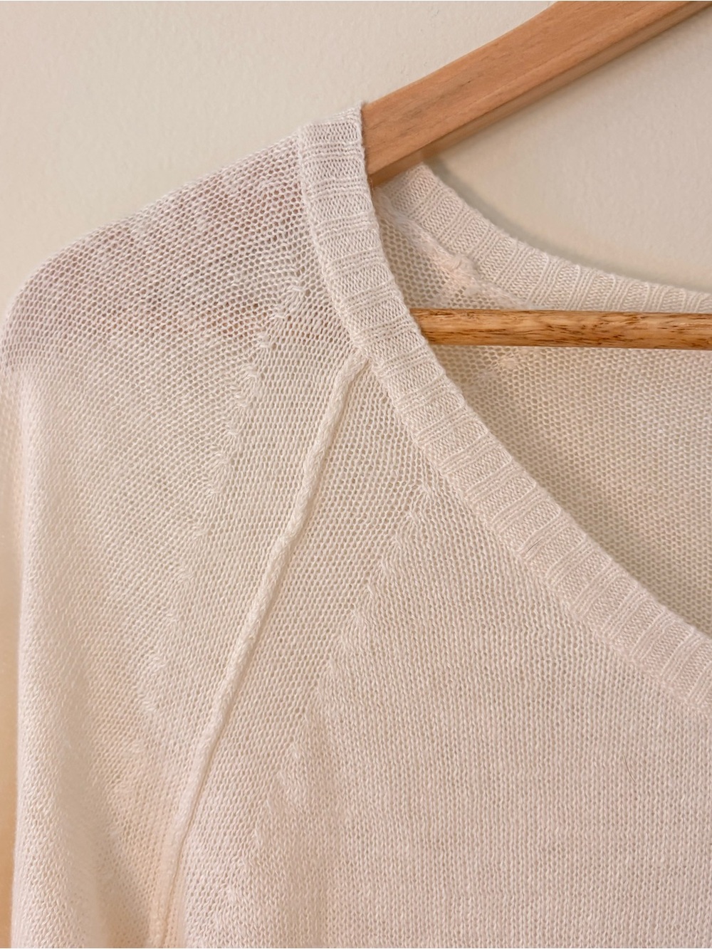 J. Crew Ivory Linen Scoop Neck Sweater Sz M - Picture 3 of 10